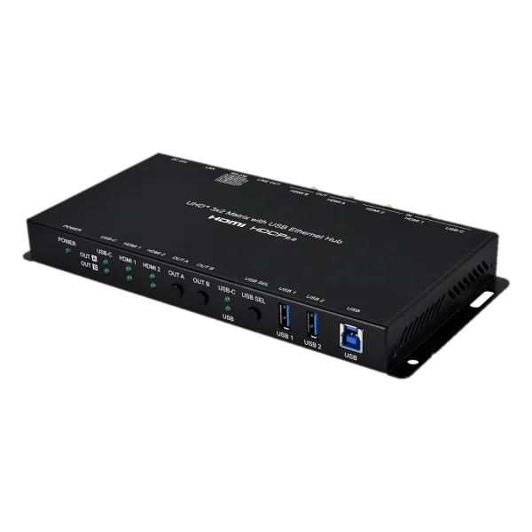 UHD+  3x2 Matrix Switcher with USB Ethernet Hub