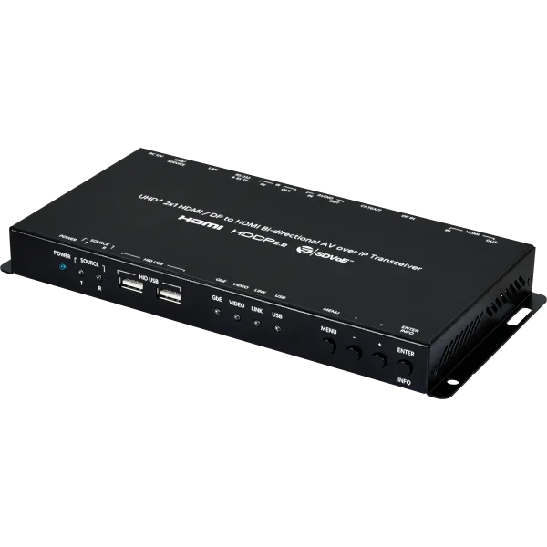 UHD+ 2x1 HDMI/DP to HDMI Bi-directional AV over IP Transceiver W/HID USB