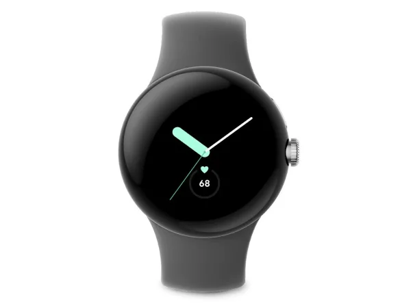 Google Pixel Watch polished silver stainless steel 41mm charcoal active band