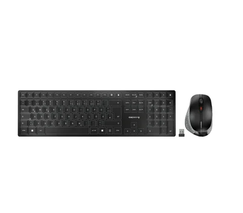 CHERRY Desktop DW 9500 SLIM [DE] WL AES black/grey BT  Lithium Akku - wochenlange Nutzung ohne Aufladung