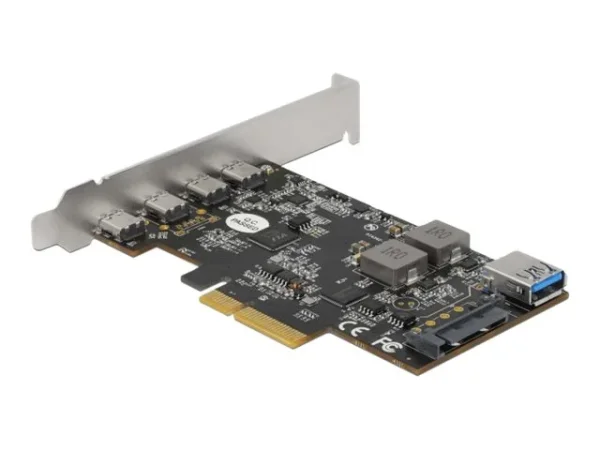 Delock PCI Express x4 Karte zu 4x USB Type-C ext. + 1x USB Type-A int. SuperSpeed USB 10 Gbps - Low Profile