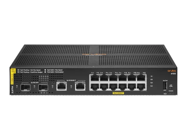 HPE Aruba Switch CX 6100 12G 2SFP+ 12xGBit/2xSFP+ PoE 139W JL679A