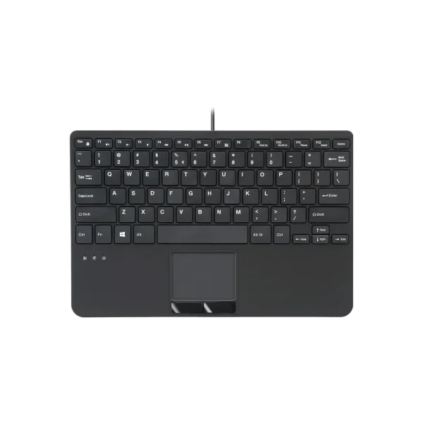 Perixx PERIBOARD-525 US Mini-USB-Tastatur mit Touchpad, USB-Hub, schwarz
