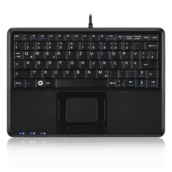Perixx PERIBOARD-510 H PLUS ES, Mini USB-Tastatur, Touchpad, Hub, schwarz