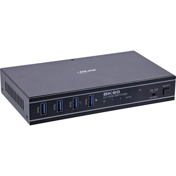 InLine® KVM Switch, 2-fach, HDMI, 8K@60Hz, USB 3.2, mit IR & RS-232