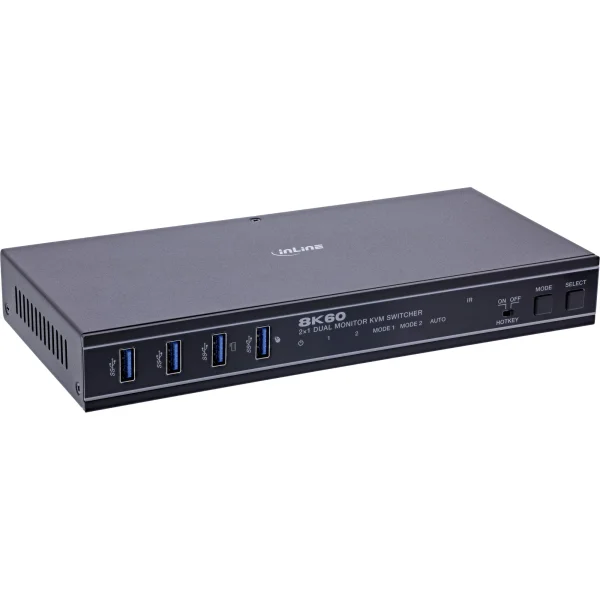 InLine® KVM Switch, 2-fach, HDMI, Dual Monitor, 8K60Hz, USB Hub, schwarz