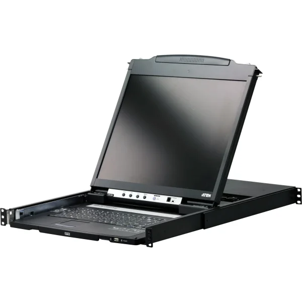 ATEN CL5800N ES Dual Rail 19"-LCD-Konsole, 19" 1HE (PS/2-USB, VGA) ES-Layout