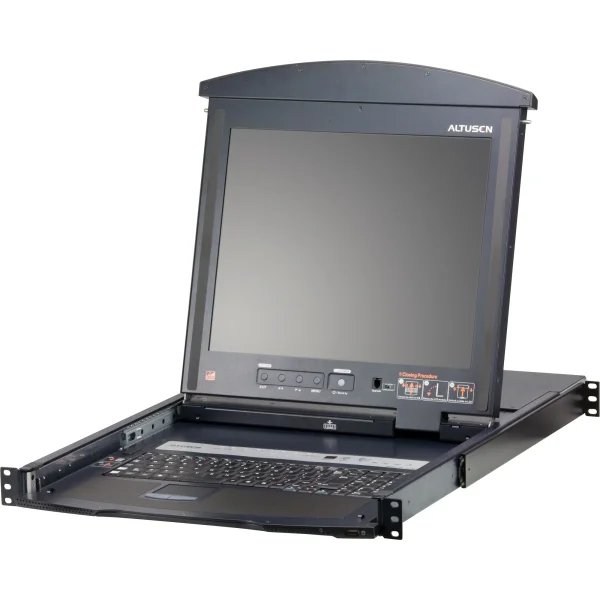ATEN KL1508AN DE Cat.5 KVM-Switch 8-Port, 19"-LCD, Dual-Rail, DE-Layout