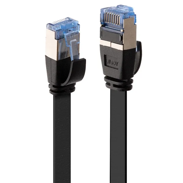10m Cat.6A U/FTP  Flachband-Netzwerkkabel, schwarz
