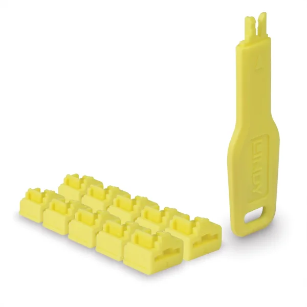 RJ45 Port Schloss, 10 Stück mit Schlüssel, gelb