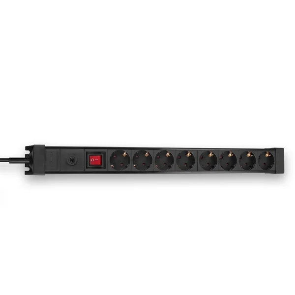 8-fach Schuko Steckdosenleiste mit Schalter, Schwarz