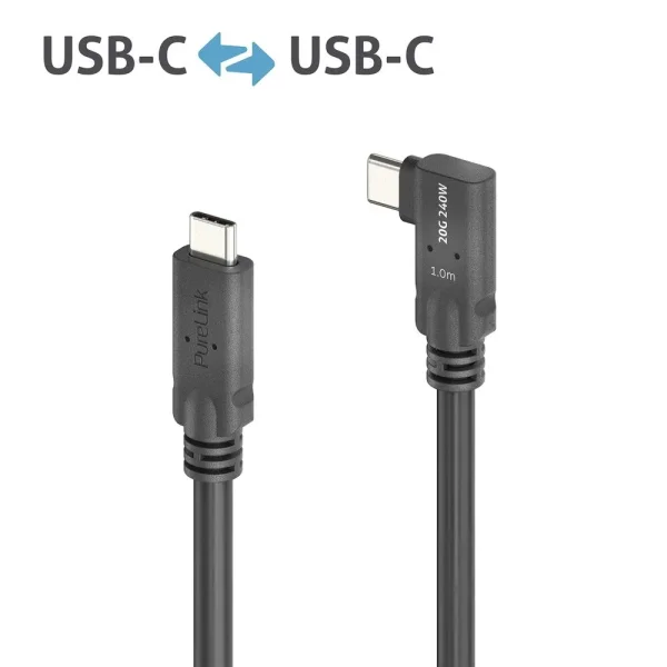 Premium USB4 Gen2 Micro Coax USB-C 90° (Links/Rechts) Kabel, 1.00m