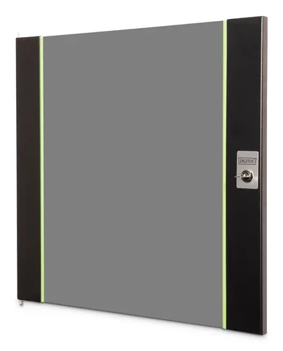 GLASS FRONT DOOR 19 12U UNIQUE COLOR BLACK (RAL 9005)