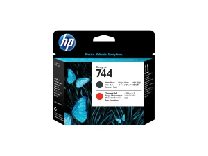HP 744 Druckkopf Mattschwarz & Rot