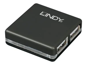 LINDY USB 2.0 Mini Hub 4 Port, 4x4cm