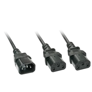 2m Netzverlängerungskabel C14 an 2x C13