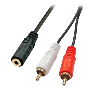 Premium Audio-Adapterkabel, 2x RCA (Cinch) an 3,5mm Klinkenstecker, 25cm