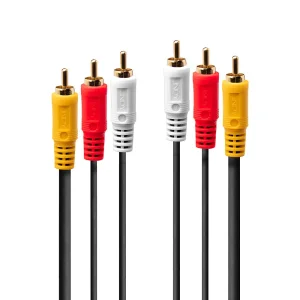 Premium Audio-Video-Kabel,  3x RCA (Cinch) Stecker / Stecker, 2m