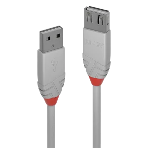 5m USB 2.0 Typ A Verlängerungskabel, Anthra Line, Grau