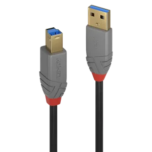 0.5m USB 3.2 Typ A an B Kabel, 5Gbit/s, Anthra Line
