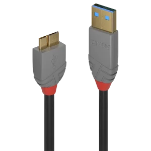 3m USB 3.2 Typ A an Micro-B Kabel, 5Gbit/s, Anthra Line