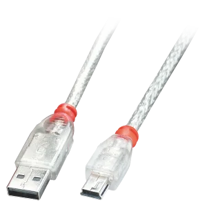 0.5m USB 2.0 Typ a A an Mini-B Kabel, transparent
