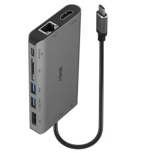 DST-Mini XT, USB C Laptop Mini Dockingstation mit 4K Unterstützung bzw. Full HD bei 2 Displays & 100W Pass-Through-Laden