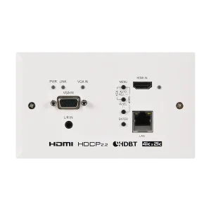 UHD 2x1 HDMI/VGA over HDBaseT Wallplate Scaler (EU 2-Gang Box, UK Faceplate)