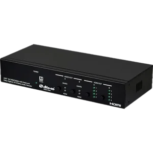 UHD+  4x2 HDMI Matrix with Dante and Dolby Digital & DTS Stereo Audio Decoder