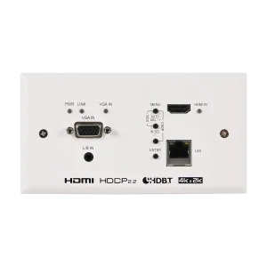 UHD 2x1 HDMI/VGA over HDBaseT Wallplate Scaler (EU 2-Gang)