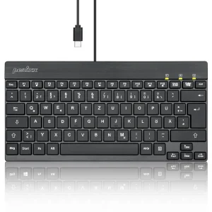 Perixx PERIBOARD-426C DE, kabelgebundene USB-C Mini Tastatur mit flachen Tasten