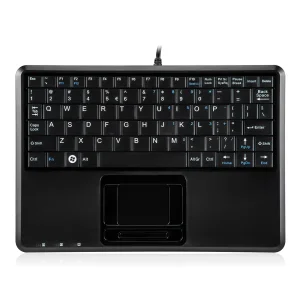 Perixx PERIBOARD-510 H PLUS US, Mini USB-Tastatur, Touchpad, Hub, schwarz