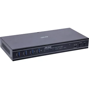InLine® KVM Switch, 2-fach, HDMI & DP, Dual Monitor, 4K60Hz, USB Hub, schwarz