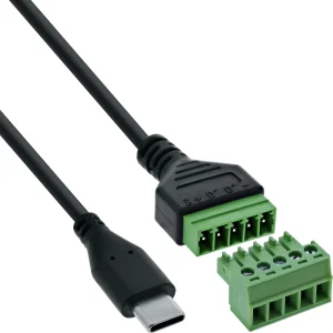 InLine® USB-C Stecker an Terminalblock, 5-polig, mit Kabel
